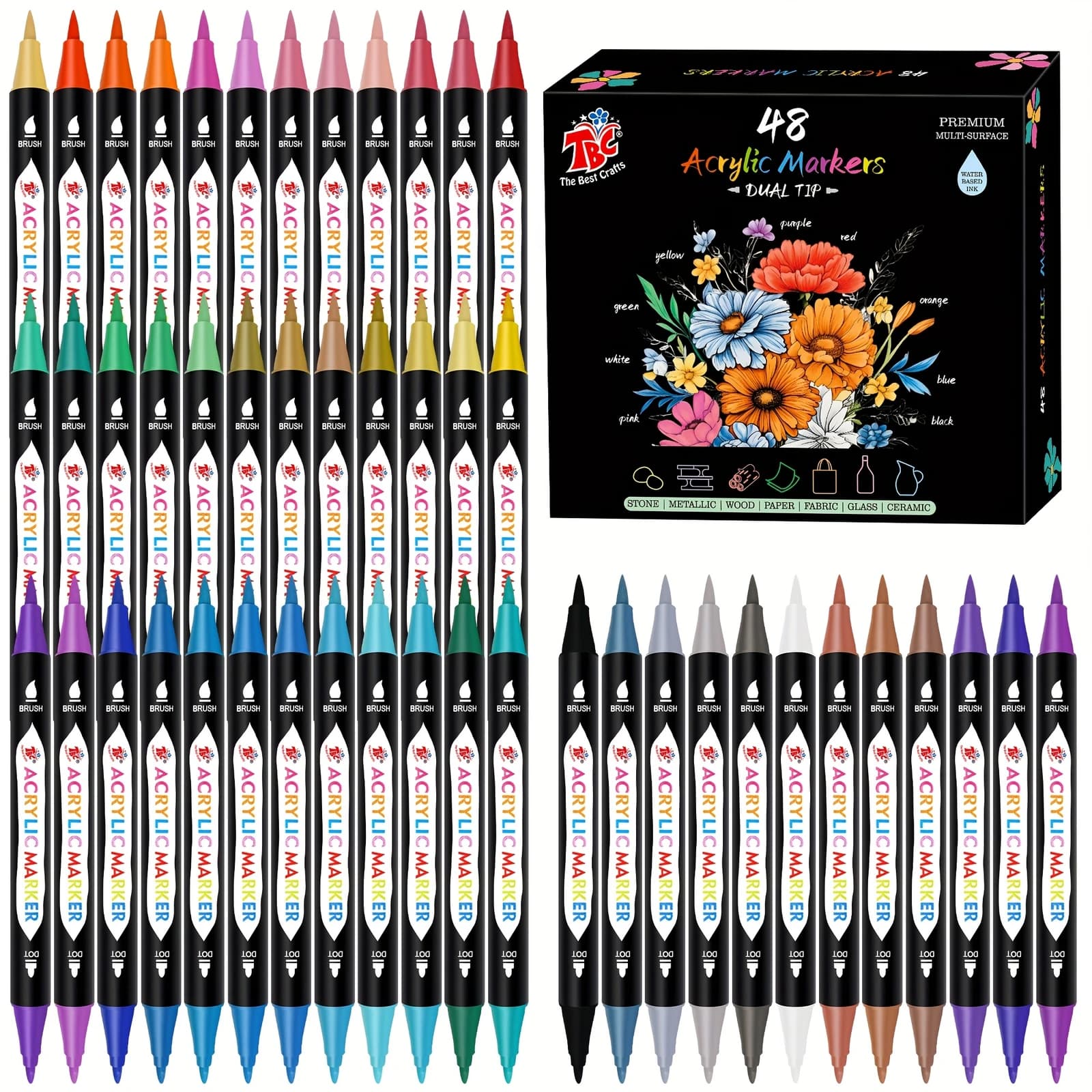Dual Tip Acrylic Paint Markers - Non-Toxic Art Pens