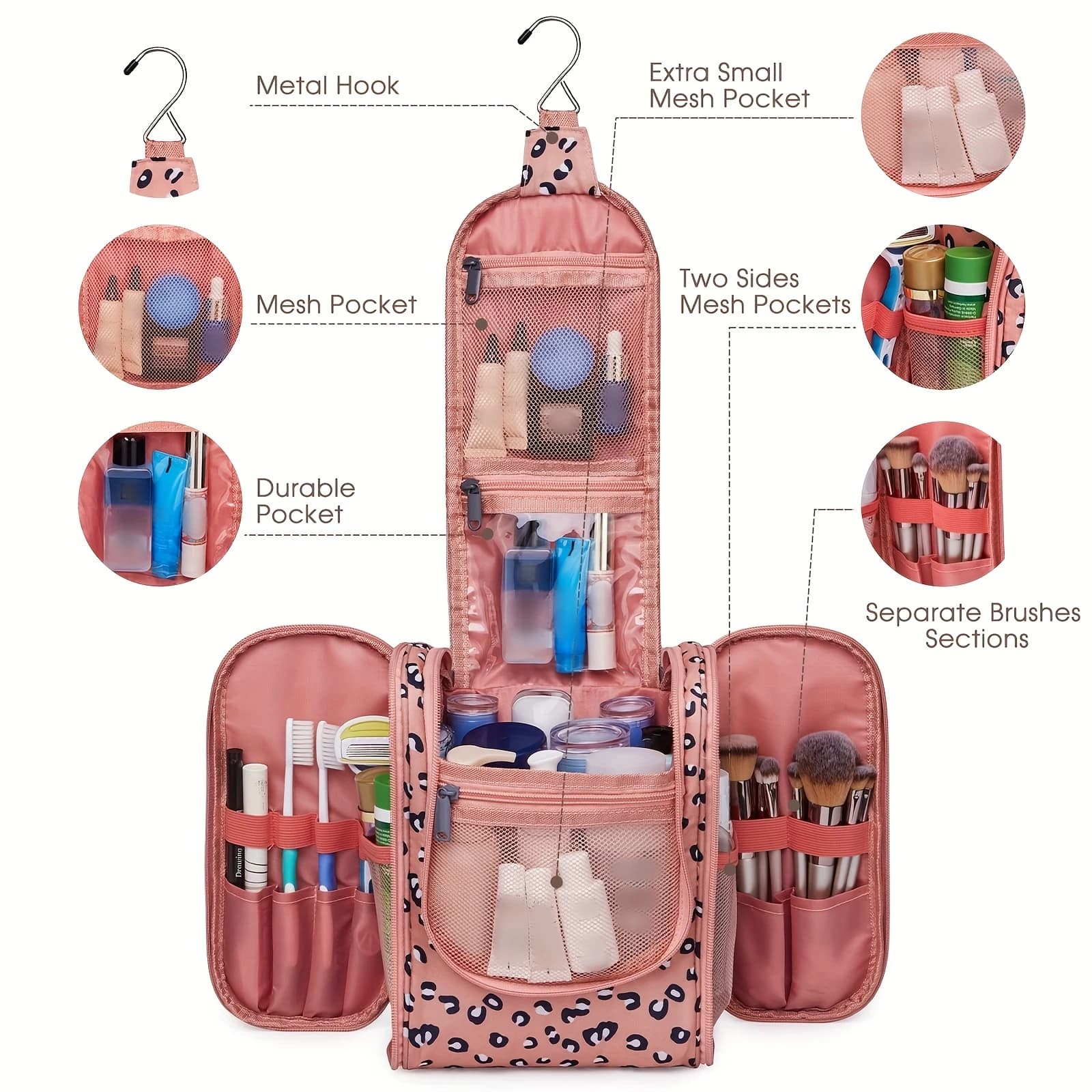 Hanging Toiletry Bag for Women - Travel Cosmetic Organizer